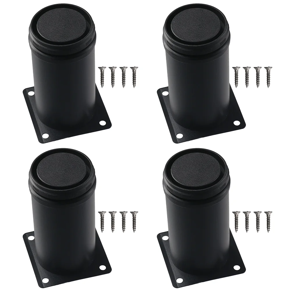 أجهزة أثاث عالية الجودة مقاس 4 بوصة أرجل قطع الأثاث من الفولاذ المقاوم للصدأ وأرجل خزانة معدنية سوداء وأرجل بديلة للأثاث