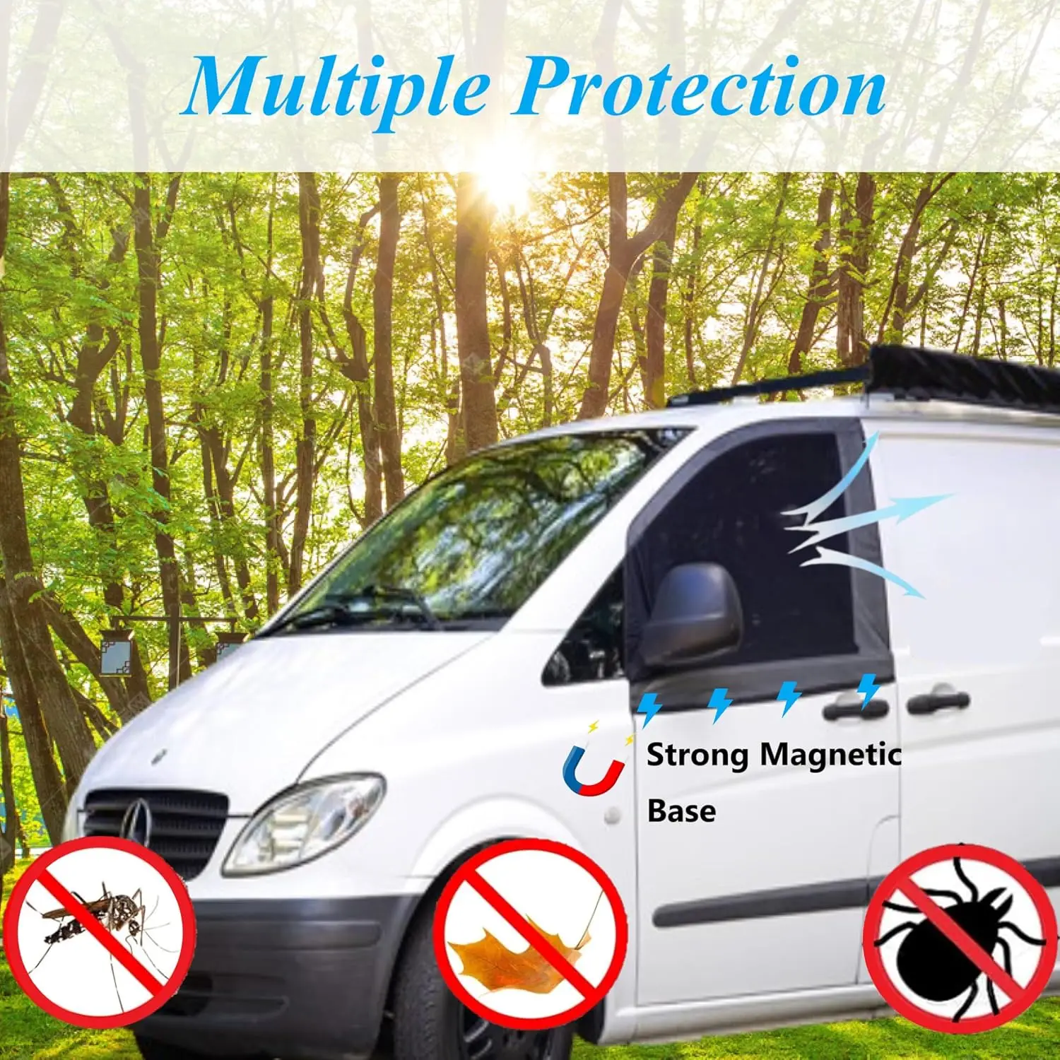 2pcs Universal Motorhome Window Bug Screens Pair Front Door Bug Screen For Sprinter Metris Transit Promaster Car Accessories view 4