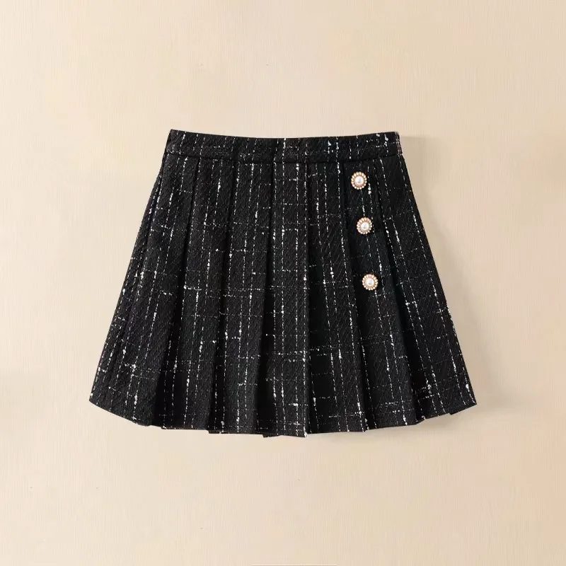 

Girls' Woolen Pleated Short Skirt 2025 New Autumn Clothing Children A-shaped Skirt Medium and Small Girls Autumn Winter Skirt