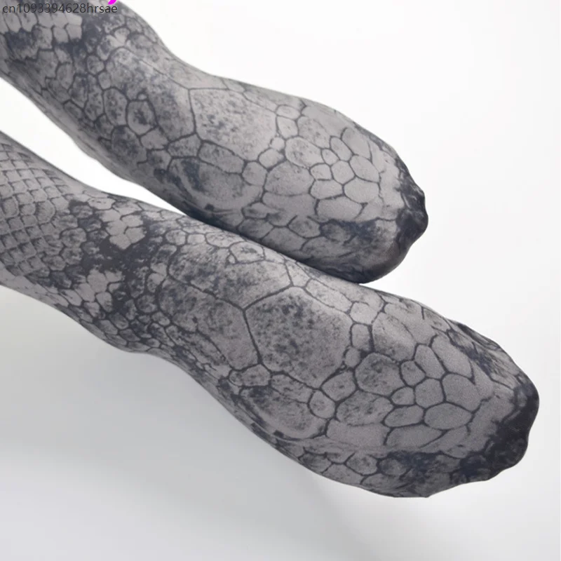 Gothic Serpentine Printed Pantyhose Snake Print Tattoo Stockings Tights Harajuku Japanese Style Pantyhose Lolita Cosplay