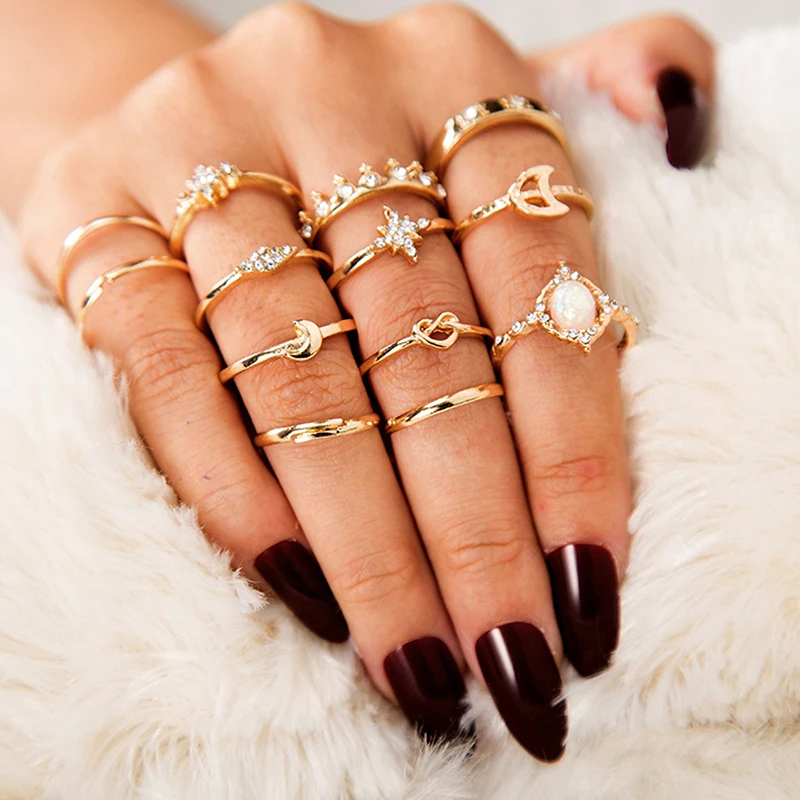 13pcs/set Women Stack Rings Above Knuckle Rings Rtro Simple Design jewelry Gift