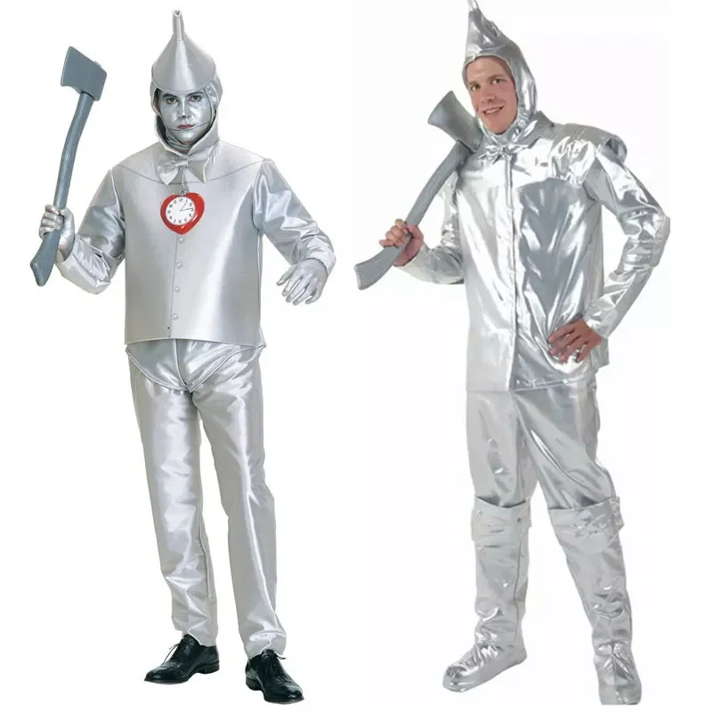 

Adult Mens Wizard of Oz Tin Man Cosplay Costumes Halloween Carnival Purim Mardi Gras Party Outfit