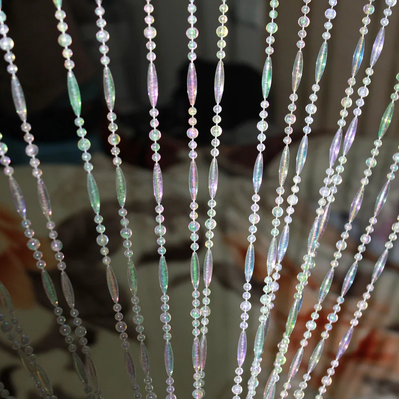 Home Decor Door Curtain Colorful White Acrylic Plastic Beads String Curtain Window Balcony Garden DIY Decoration Ornament