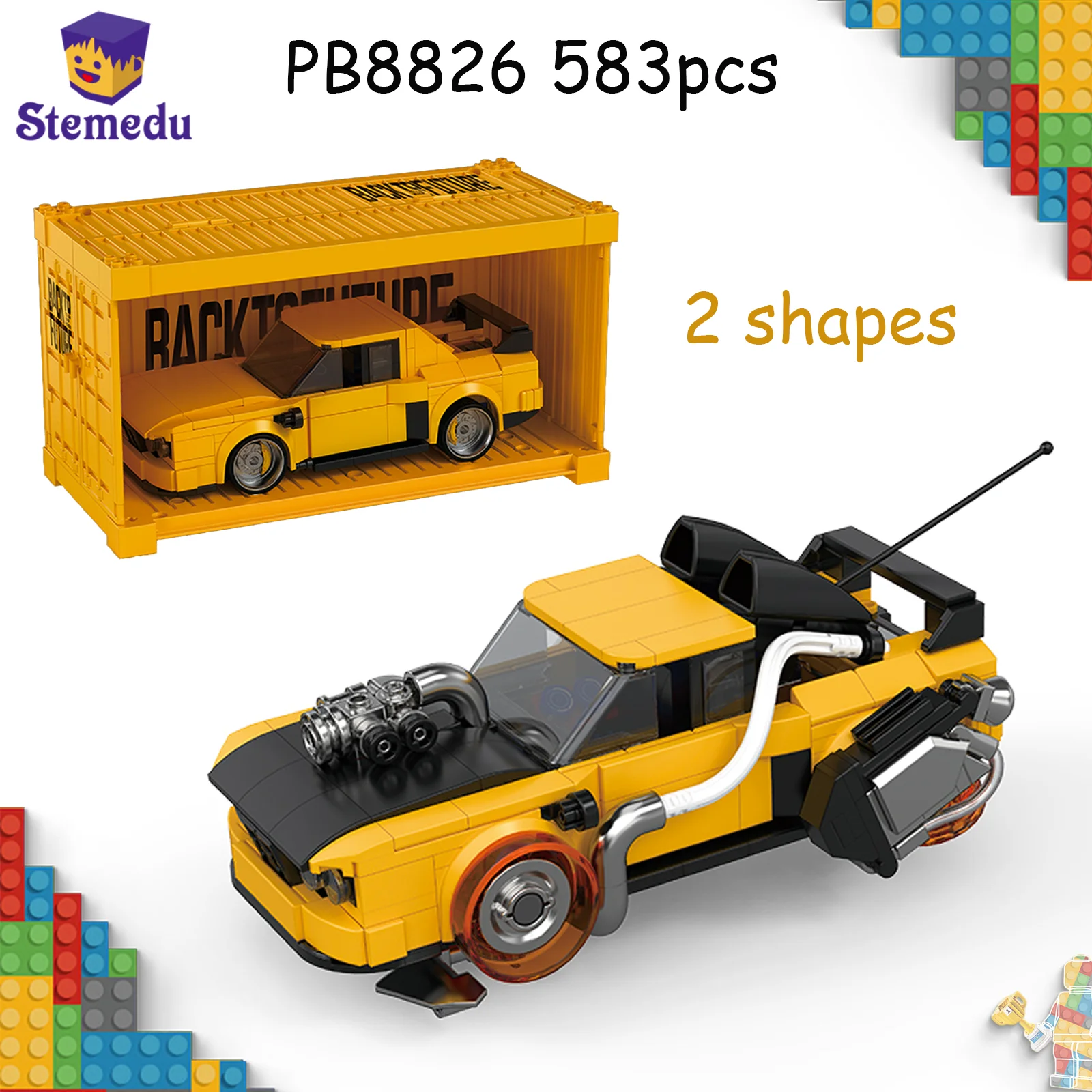 

MOC PB8826 583pcs Car Assembled Model Building Blocks With Display Box Educational Vehicle Collectible Toys Small Bricks Gifts