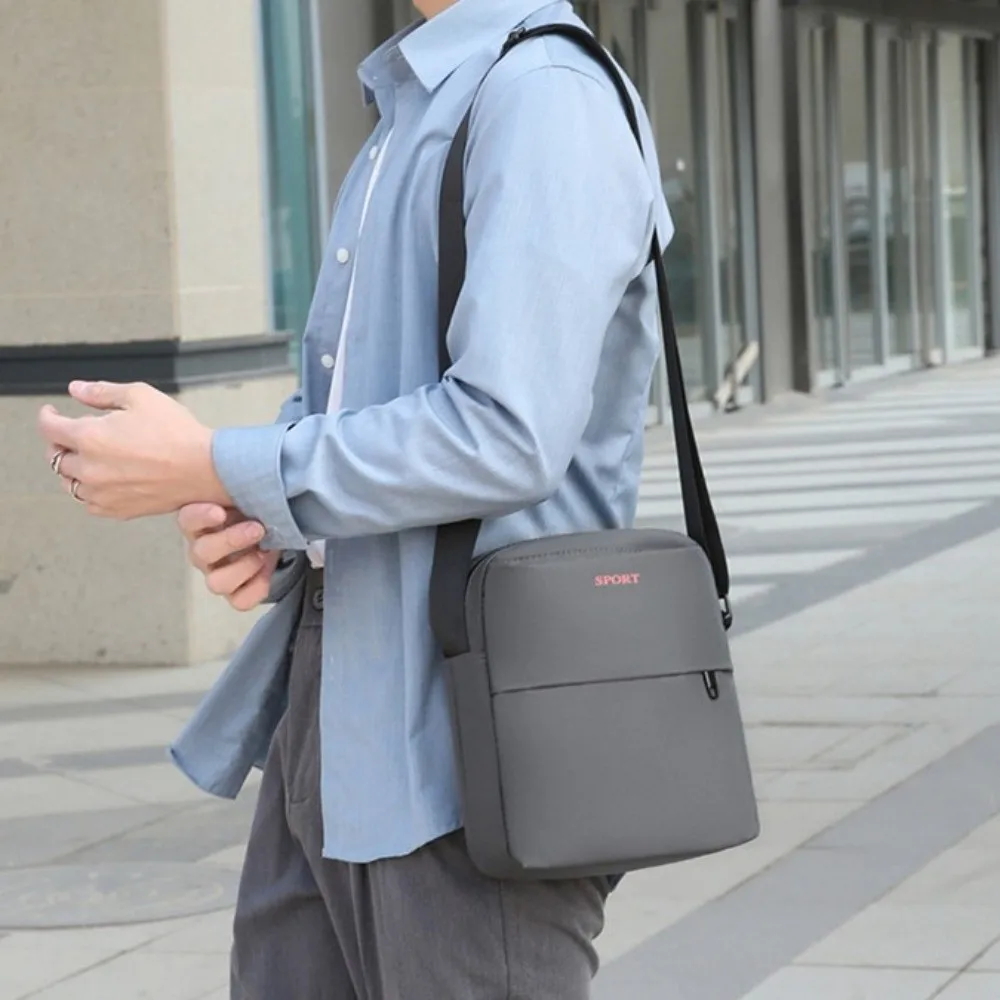 

Solid Color Men Crossbody Bag Lightweight Multi-pockets Business Shoulder Bag Multi-function Waterproof Small Square Bag Travel