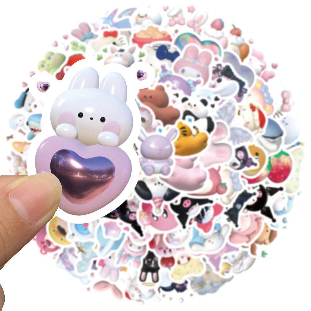 50/100pcs 3D Stereoscopic Sanrio Stickers Cute Decals DIY Decorative Waterproof Anime Stickers Kuromi My Melody Kawai Phone Case