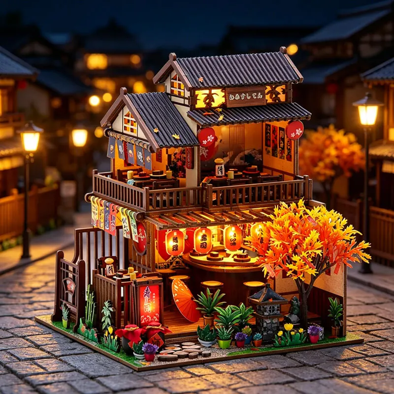 

Деревянные 3D-пазлы DIY: миниатюрные модели кукольных домиков с мебелью и светодиодной подсветкой – идеальный подарок друзьям на день рождения