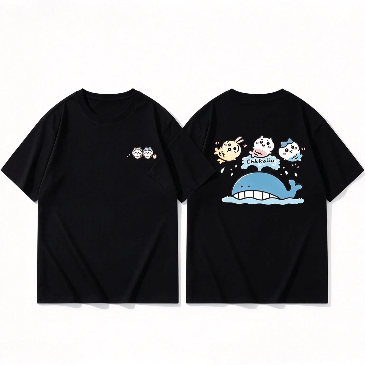 CHIIKAWA Herren-T-Shirt aus reiner Baumwolle im Y2K-Stil, ideal für den Sommer, bequem, atmungsaktiv, hochwertige Qualität, passend für Eltern und Kinder, im angesagten „Ins“-Stil. – Detail 5
