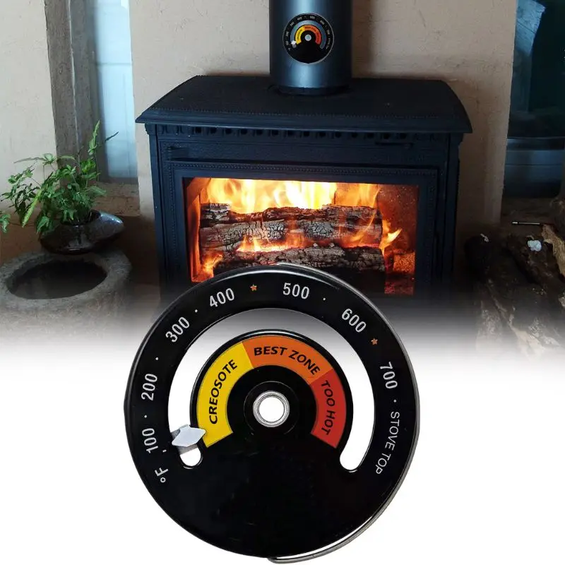 Magnetic Fireplace Stove Thermometer Fire Place Heat Powered Temperature Monitor Gauge for Wood Burning Stove