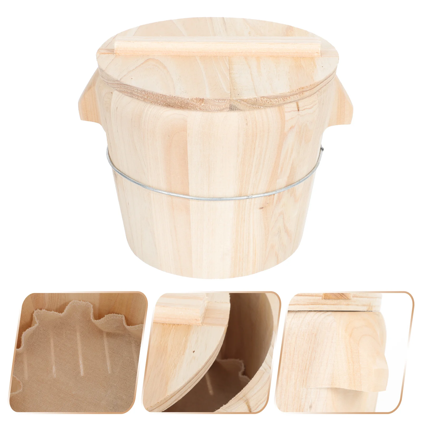 

Cedar Wood Steamed Rice Barrel Steaming Container Storage Dumpling with Lid Bucket Cover Steamer