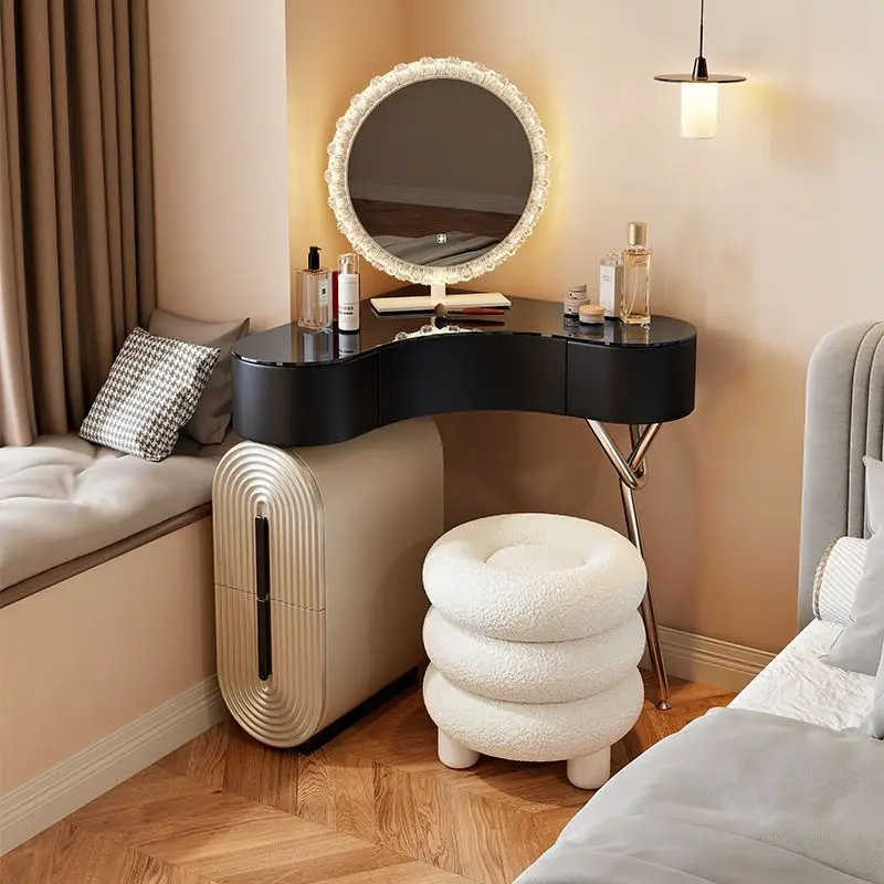 Factory Direct 2026 Top Rated Bedroom Small Apartment Comb Makeup Table Modern Simple Corner Dresser Bedside Storage Integrated