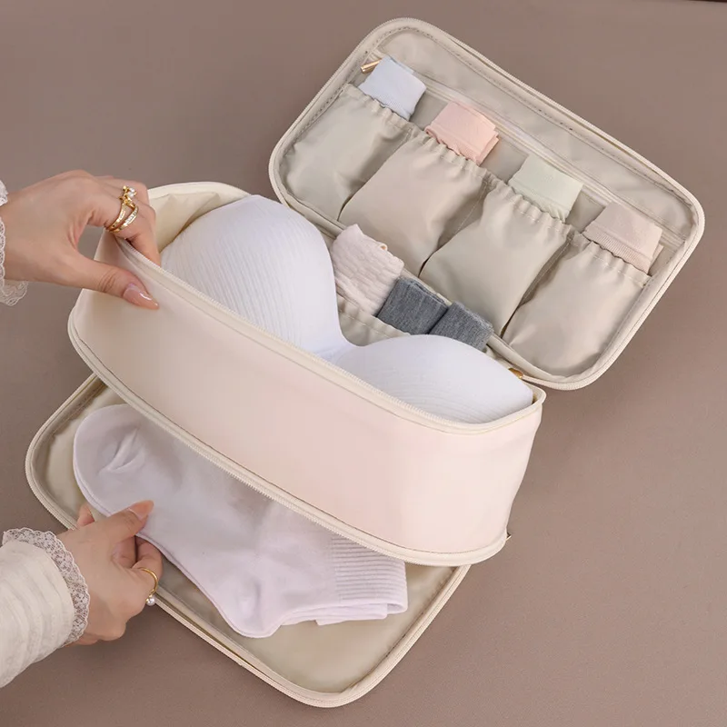 Waterproof polyester underwear and bra storage bag, women's large-capacity underwear and socks sorting bag, portable makeup bag