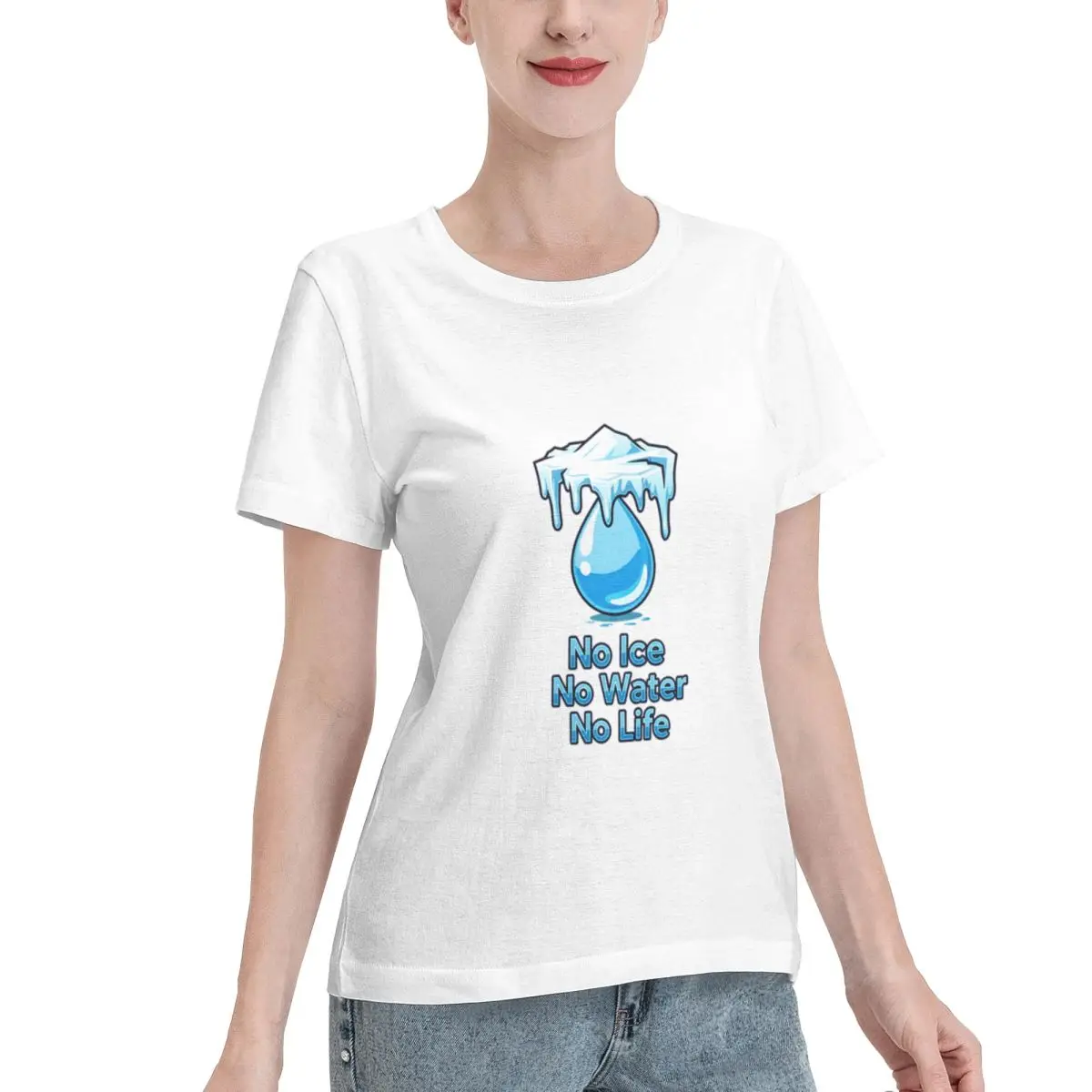 Summer Staple No Ice No Water No Life Climate Art Women's T-shirt Casual Fashion Ladies Shirt