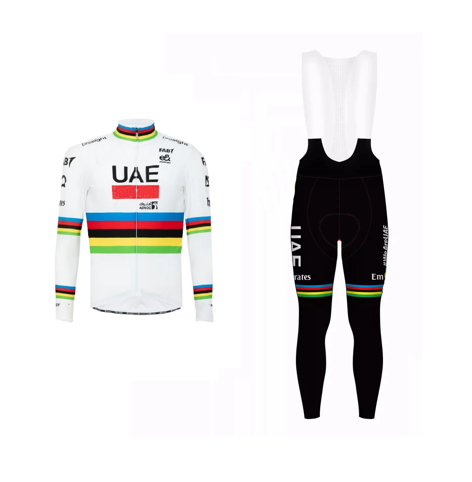 SPRING SUMMER 2024 UAE TEAM WORLD CHAMPION Cycling Jersey Long Sleeve Bicycle Clothing With Bib PANTS Ropa Ciclismo