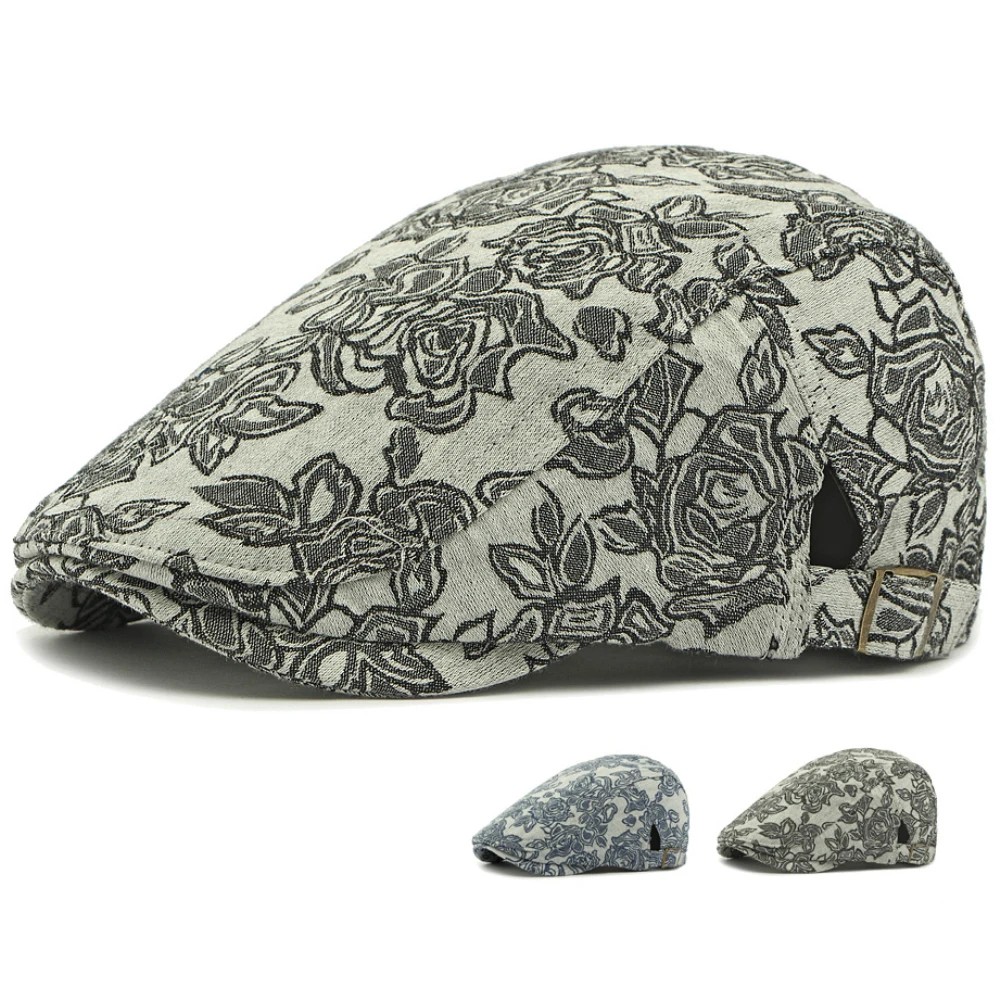 

HT4819 New Mens Berets Women Vintage Artist Painter Flower Beret Hat Male Female Retro Ivy Flat Cap Stylish Adjustable Beret Cap