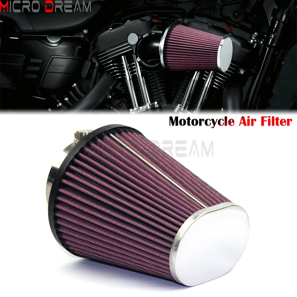 

Мотоциклетный воздушный фильтр высокой производительности, овальный конический элемент RC-3680, сменный воздушный фильтр для впускного отверстия 62 мм, для Harley Touring FLHR