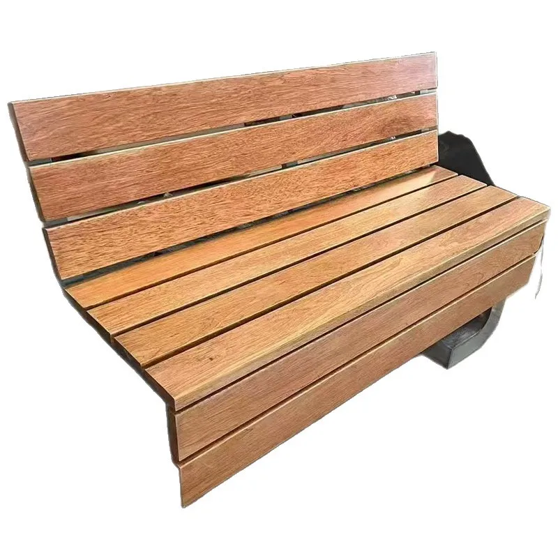 

Park Chair, Outdoor Bench Antiseptic Wood Bench Stainless Steel Outdoor Seat Garden Landscape Leisure Chair