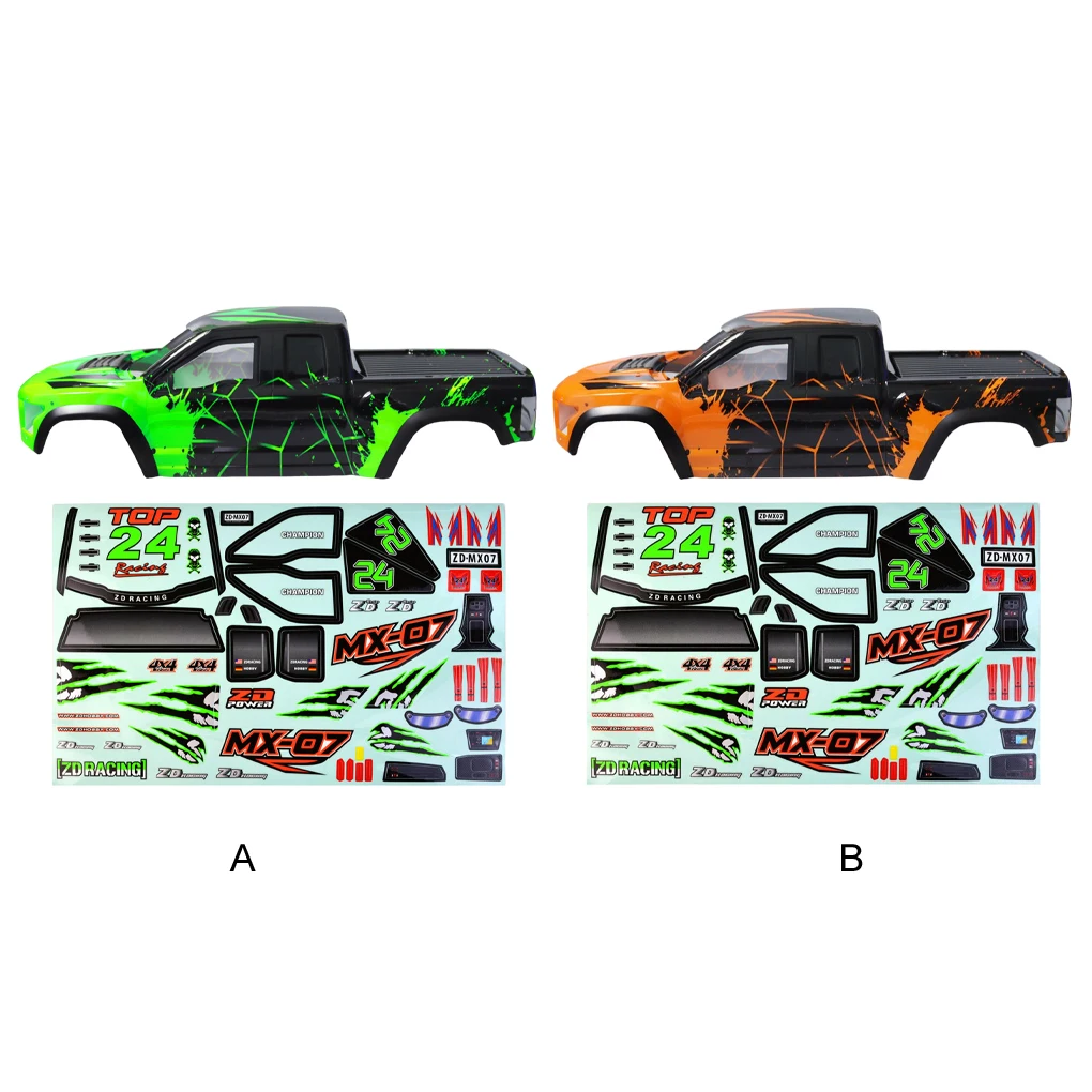 ZD Racing MX-07 1/7 RC tampa do corpo do carro e adesivos MX07 peças originais podem ser livremente DIY