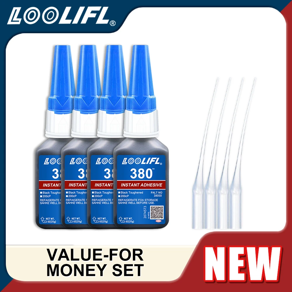 

Клей Loolifl380 черный, 20 г, суперклей, быстросохнущий цианоакрилатный клей для кожи, резины, дерева, металла, сильное склеивание, жидкий клей