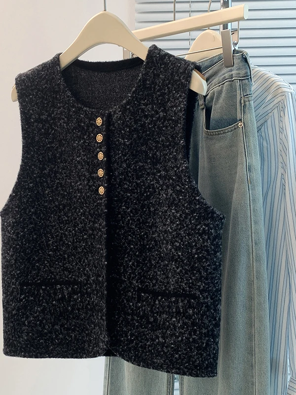 2025 ربيع الخريف العلامة التجارية Little Fraance Sle سترة Svel المرأة Jaet سترة بسيطة تانك القمم تخفيف الجولة Ne واحدة...