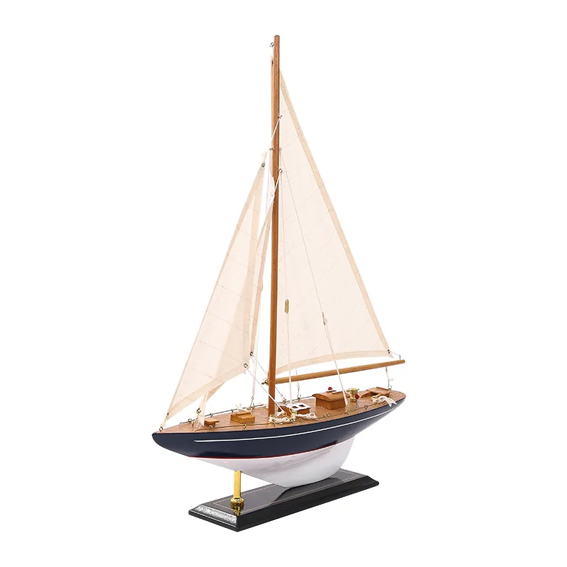 Chinese Solid Wood Sailboat Model Ornaments Hand Carved Smooth Sailing Ship Home Office Decoration Boat Gift Desktop Decorations