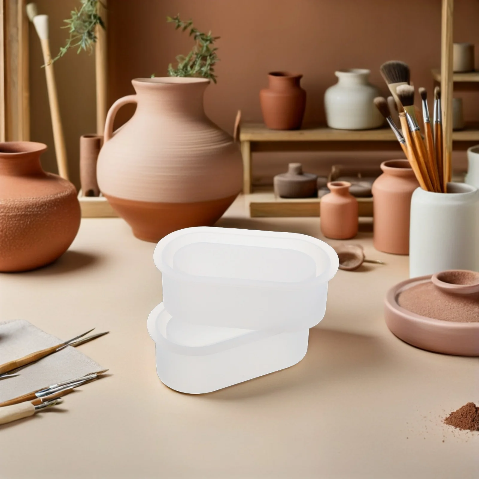 2 قطعة قوالب زارع السيليكون شكل بيضاوي قالب الزهرية الراتنج الخرسانة لتقوم بها بنفسك قالب وعاء لديكور الحديقة الداخلية العصارية