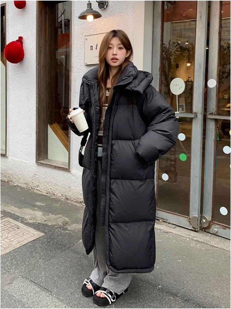 Korean Sweet Fashion Japanese Fashion Puffer Coat Women Hooded Quilted Thick Knee Length Warm Winter Casual Daily Outerwear 2026