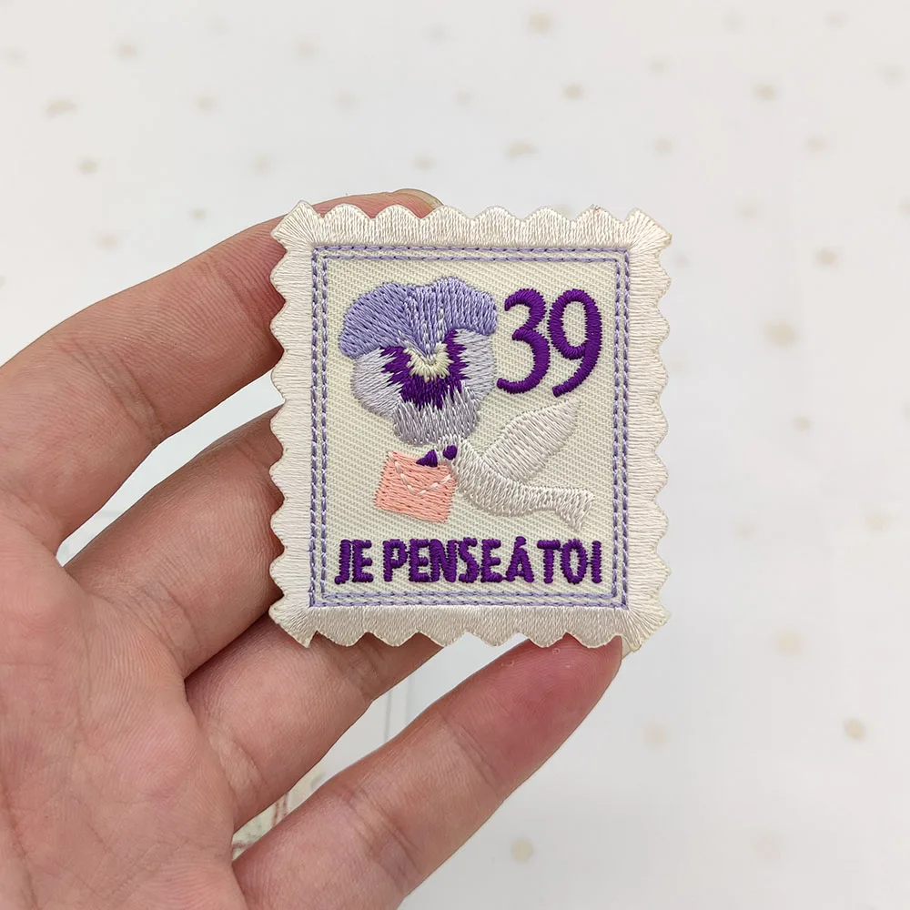 Stamp Plant Flower Embroidery patch Patches For Clothing Parches Ropa Termoadhesiv Para Iron On Bordados La Clothes Naszywki