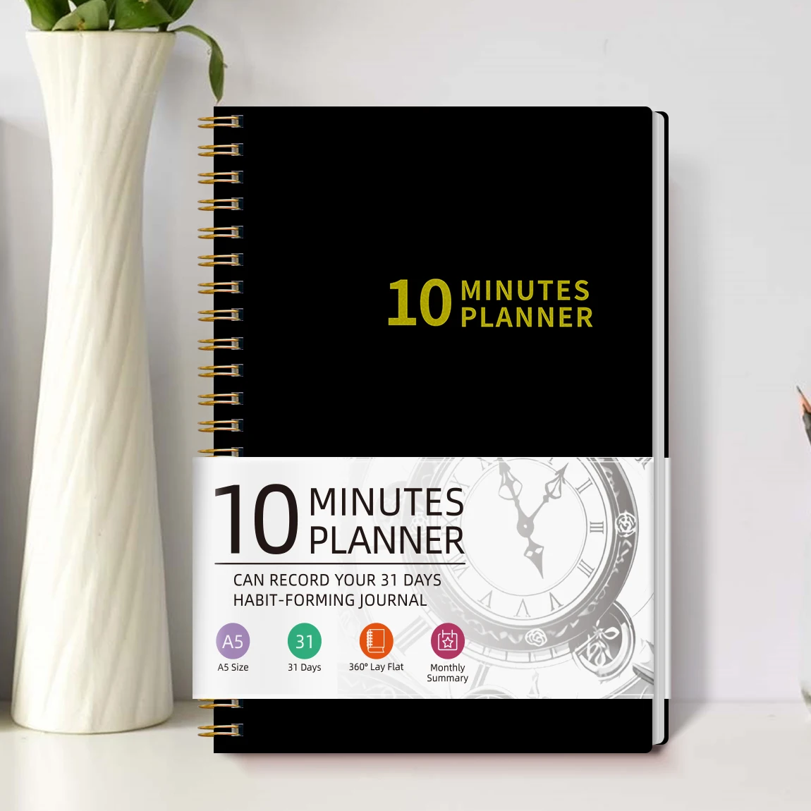 A5 5.71 X 8.15-Inch 10-Minute Planner, Can Be Changed Once a Month to Improve Efficiency and Self-Discipline