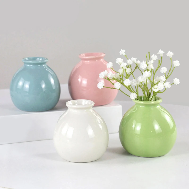 1PC Ceramic Mini Vase Cute Flower Vase Office Deasktop Bonsai Pot Crafts Wedding Home Living Room Garden Decor Flowerpot Planter