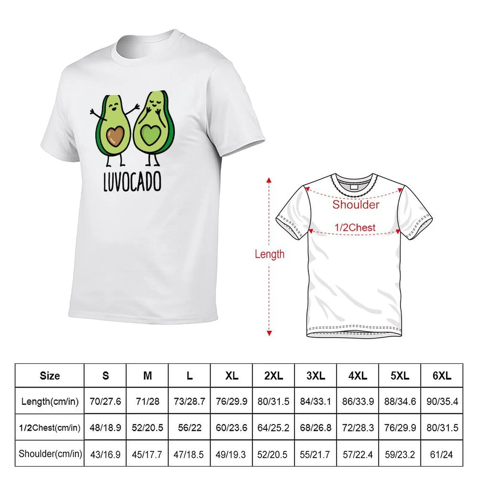 Luvocado love luv Kawaii cute avocado gift idea T-Shirt printed t shirts for man t shirt custom print T-Shirt
