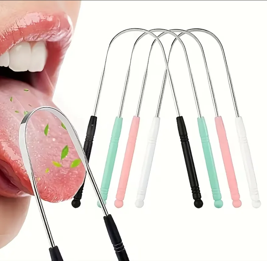 Stainless Steel U Shape Tongue Scraper for Adult, Portable Multicolor Tongue Cleaner Clean Residues Bad Breath Oral Care Tool