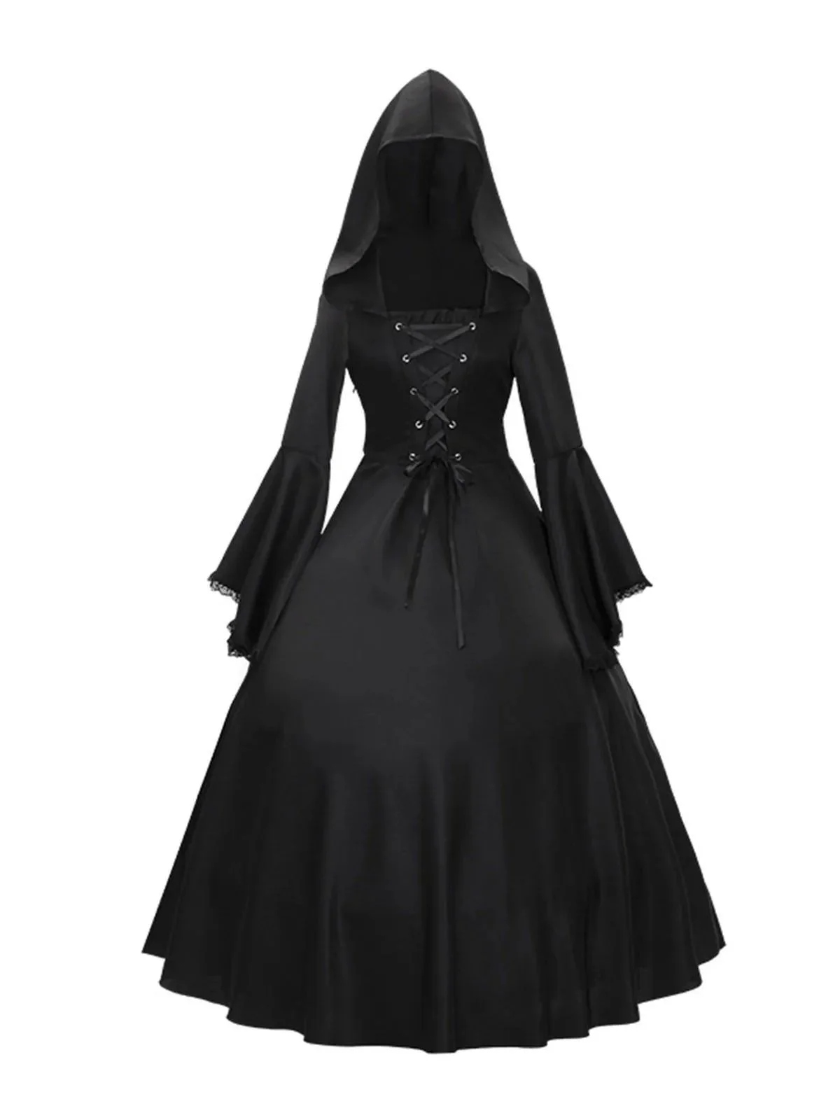 

Готическое средневековое длинное платье в стиле ретро, с широким подолом, прямого кроя, 100% лен, рукав три четверти, женское зимнее платье