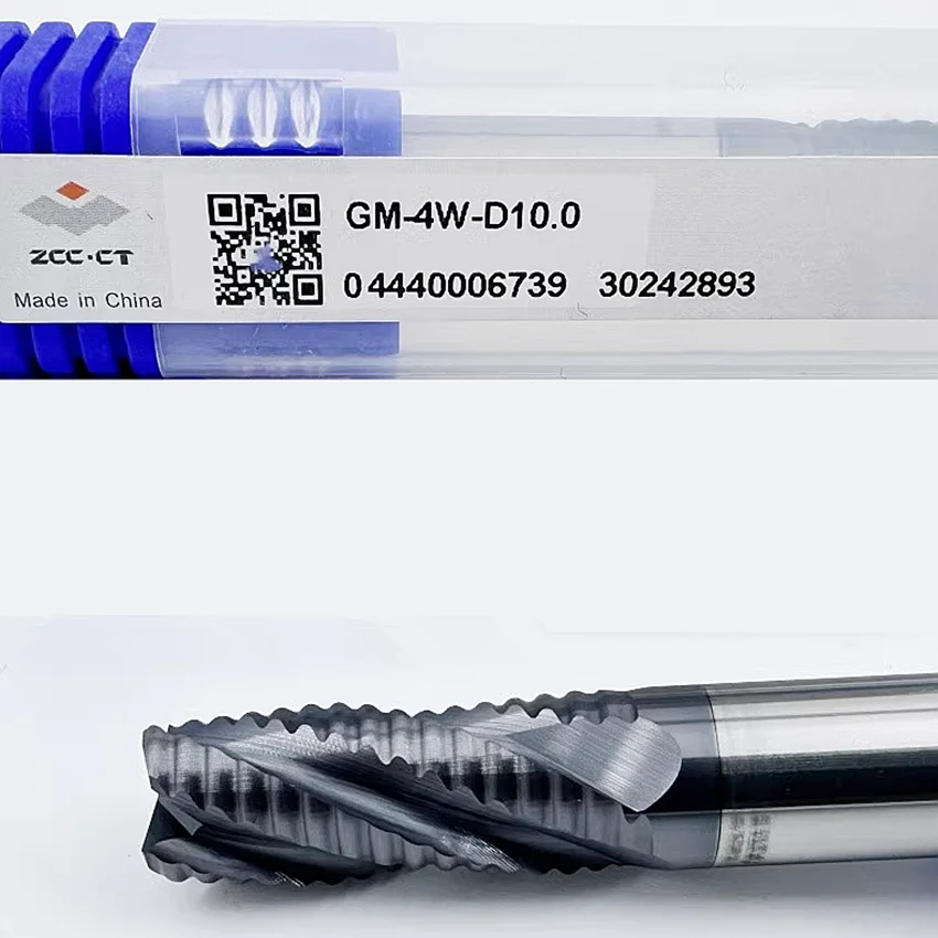 GM-4W-D10.0 ZCC.CT GM-4W Four blade straight shank flat head wavy edge end mill D10.0*10*25*75 4F 4 Flutes Roughing End Mills