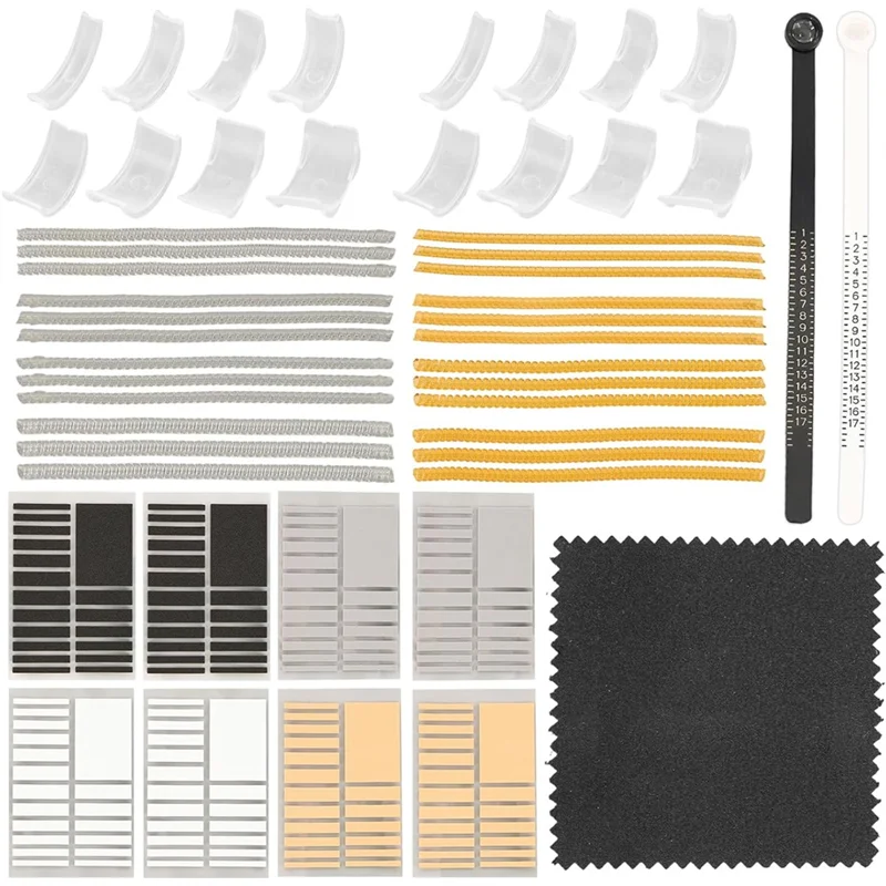 

B84B-Ring-Size Adjusters 51 PCS Set, Spiral Silicone For Loose Ring Tightener, Size Measurement Tool