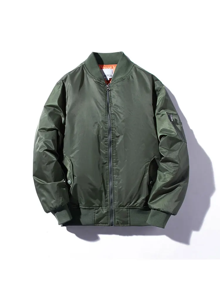 الرجال Thiened القطن Jaet MA الطيار معطف الخريف الشتاء البيسبول Sle الشباب الاتجاه ort سستة إغلاق معطف اللون #2