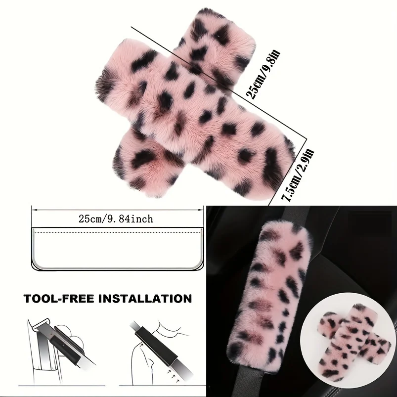 6 pcs new faux rabbit fur leopard print car steering wheel cover plush rally steering wheel handle cover 15 inch universal