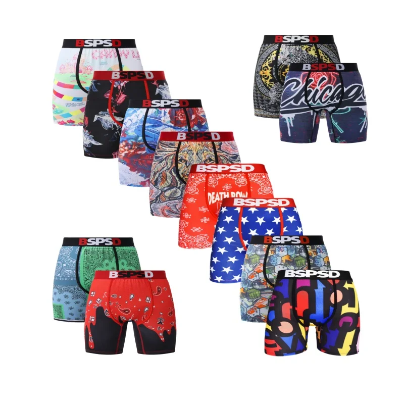 

Plus Size Men Underwear Boxers Breathable Man Sports Underpants Briefs Fashion Print Mens Panties Trunks Sexy Men's Boxershorts