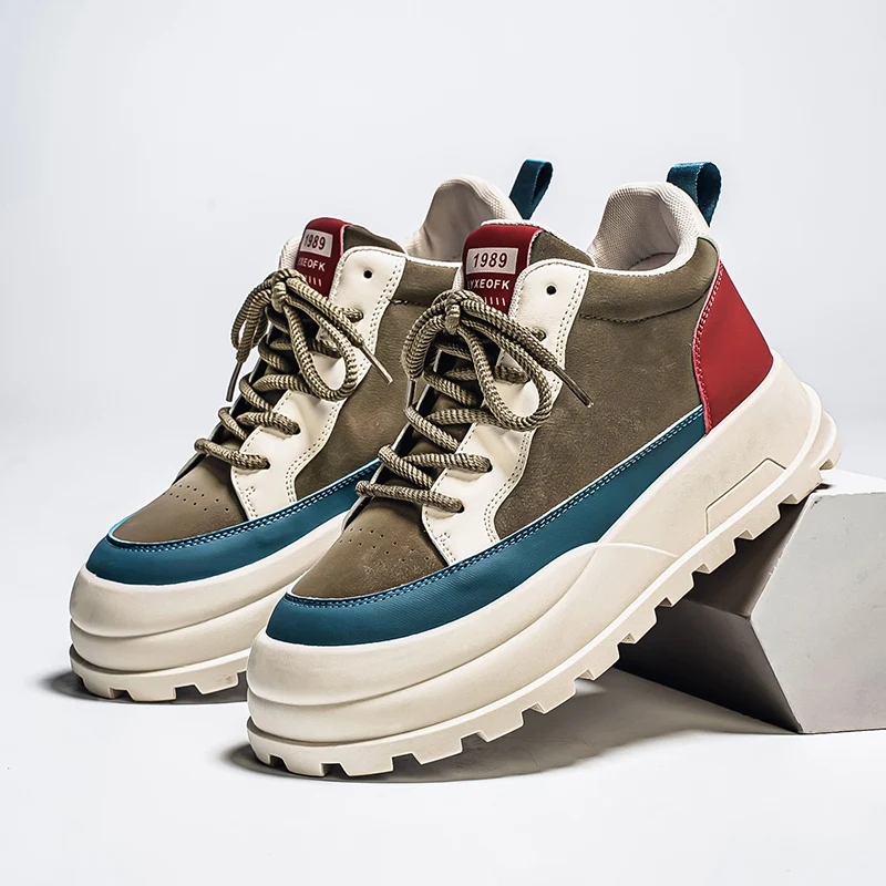 【Ventes directes d'usine】 Chaussures de planche de vêtements de travail rétro 2025 nouvelle tendance chaussures décontractées respirantes polyvalentes à semelles épaisses