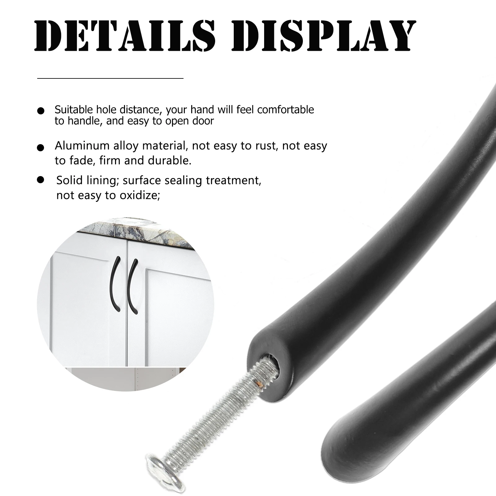 

10Pcs Zinc Alloy Black Cabinet Pulls Simple Design Durable Drawer Wardrobe Cupboard Door Handles for Furniture