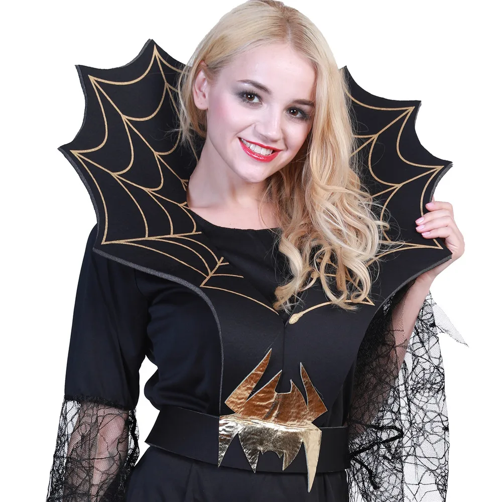 Women Spider Witch Cosplay Dresses Adult Halloween Gothic Vampire Costume Carnival Easter Purim Fancy Dress