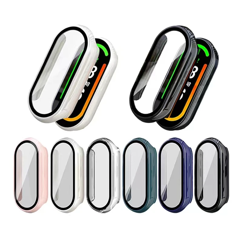 زجاج مقسى + غطاء لشاومي باند 8 قطعة واقي شاشة ممتص للصدمات ساعة ذكية miband8 تغطية كاملة ملحقات ممتص الصدمات