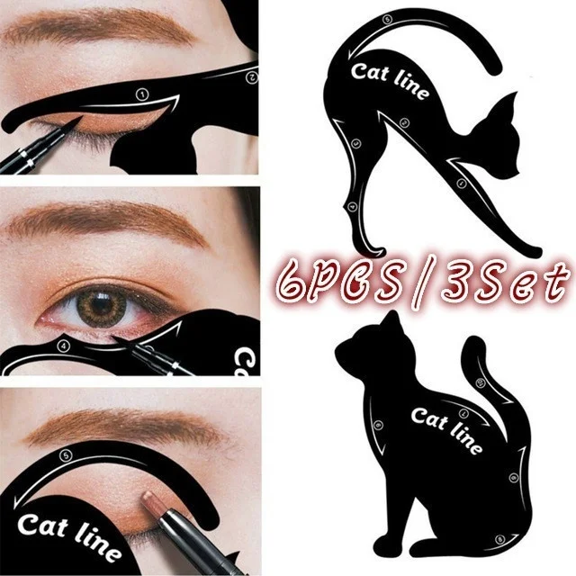 Sdatter 3Set Cat Line stencil Pro Eye Makeup Tool Eyeliner stencil Template Shaper Model sopracciglia Eyeshadow all'ingrosso