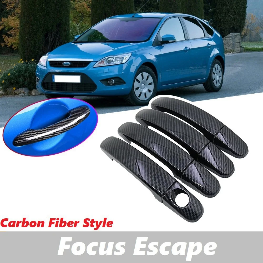 8 PCS Car ABS Carbon Fiber 4 Door Handle Covers for Ford Focus Escape Kuga Ranger 2013 2014 2015 2016 2017 2018