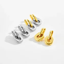 VEWANT Women 925 Sterling Silver Two Irregular Thick Circle Piercing Hoop Earrings 2024 Luxury Rock Punk Fine Jewelry Party Gift