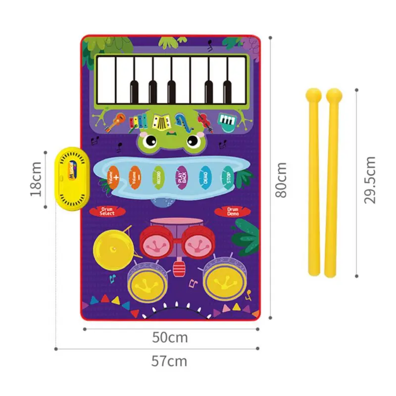 Kinderen Muzikale Piano Mat Baby Peuters Educatief Speelgoed Kinderen Vloer Toetsenbord Drum Mat Met Instrumenten Klinkt Speelgoed 80X50Cm