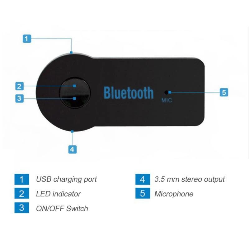 Wireless Bluetooth 5.0 Receiver Transmitter USB Adapter Audio Receiver 3.5mm Jack For Car Music Audio Aux Headphone Reciever