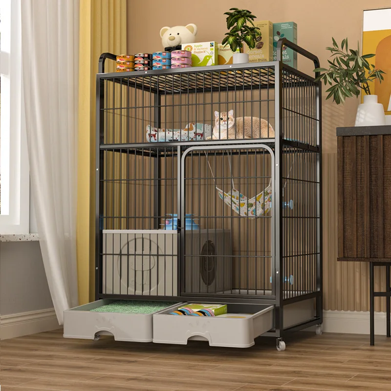 

Cat cage household with toilet integrated special three-layer cat cage large free space large cat villa