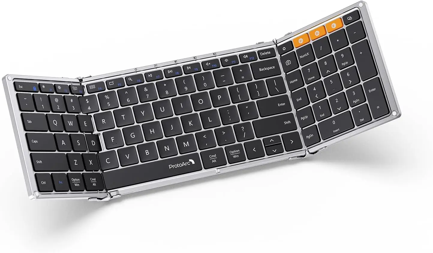 Foldable Bluetooth Keyboard XK01 with Numeric Keypad, Portable Wireless Keyboard for iPad, Smartphone, Laptop, PC, Windows