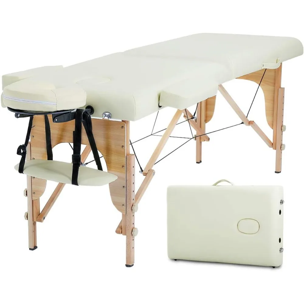 Massagebett, tragbarer Massagetisch, 61 cm breit, Wimpernbett, höhenverstellbar, 2 zusammenklappbar, mit Vliesbeutel für Spa, Footmas, Gesichtsbehandlung